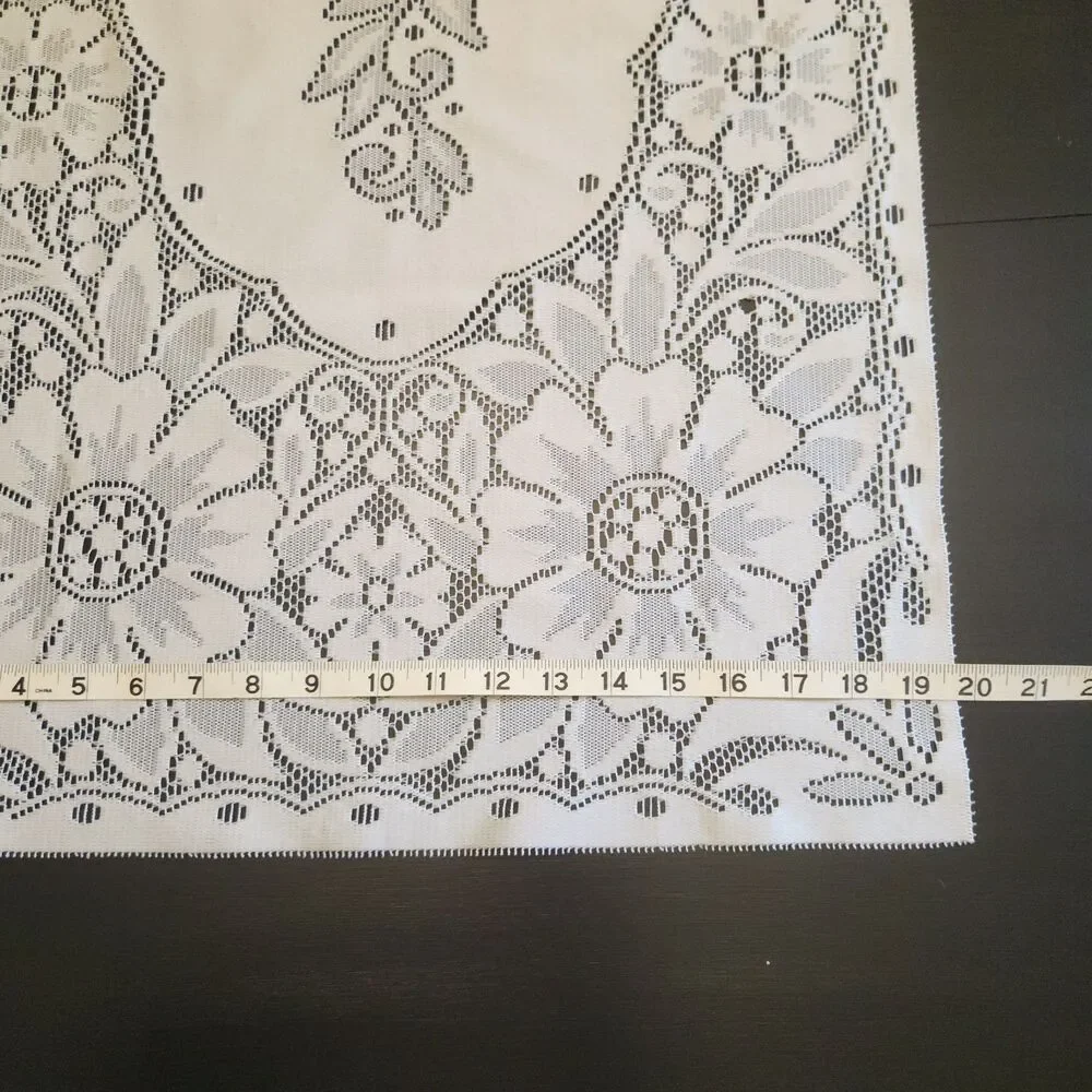 Vintage Nylon Lace Table Runner Dresser Scarf Floral White 42x19.5